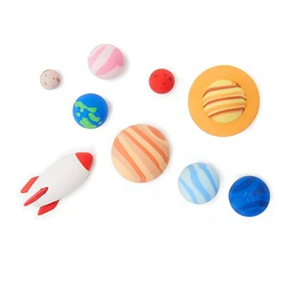 Bild av Legami Solar System, uppsättning med 9 däck, 0,8 x 3,5 cm, Raketformade Planeter, Sol, för att rensa exakt