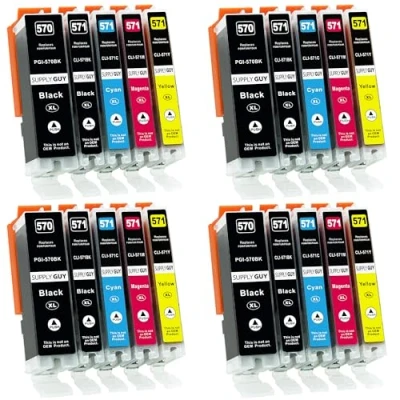 Bild av Supply Guy 20 XL bläckpatroner kompatibel med Canon PGI 570 CLI 571 för MG5700 MG5750 MG5751 MG5752 MG5753 MG6800 MG6850 MG6851 MG6852 MG6853 TS5000 TS5050 TS5051 TS5053 TS5055 TS6050 TS6051 TS6052