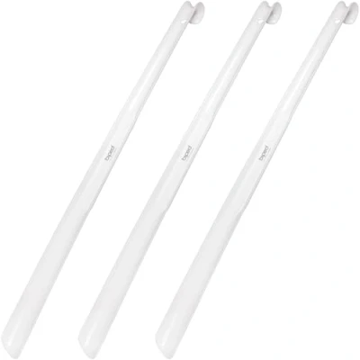 Bild av biped Set med 3 skohorn extra långt plastskohorn 65 cm krok z1557(Vit)