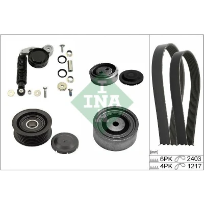 Bild av INA 529 0424 10 Jeu de courroies trapézoïdales à nervures Contrôler et changer roue libre alternateur si nécessaire AUDI: A4 B6 Berline, A6 C5 Berline