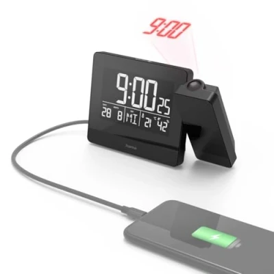 Bild av Hama Plus Charge Projektionsklocka, Svart, 4,5 x 9,5 15 cm