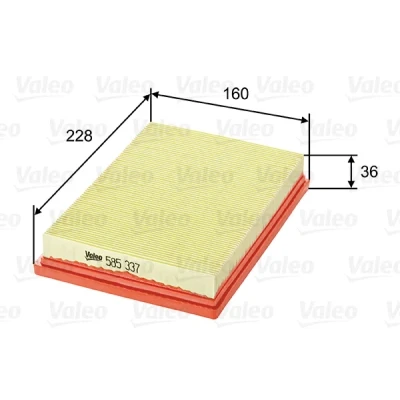 Bild av VALEO 585337 Filtre à air 36 160 228 Cartouche filtrante TOYOTA: Corolla VIII Liftback, Compact, Break
