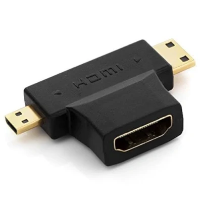 Bild av deleyCON Mini + Micro HDMI DUAL Adapter hona till Kontakt 3D 1080p Full HD Svart