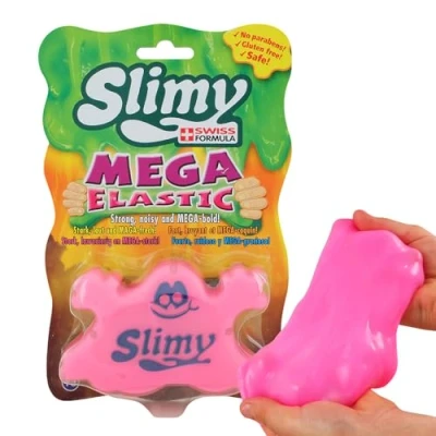 Bild av Slimy Mega Elastic 150 g original slime lekmassa för barn, kul med superstretchigt i den ursprungliga burken, elastisk leklera (leksak från 3 år), färg: rosa
