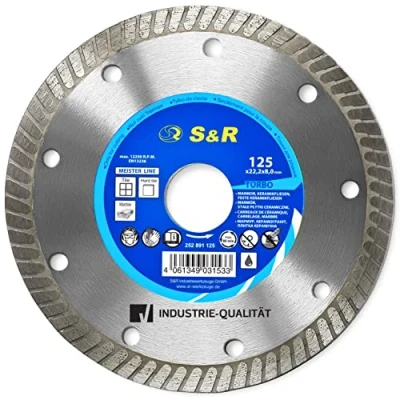 Bild av S&amp;R Diamantkapskiva, 125x1,6(5,5) x22,2 Turbo för Keramisk, Kakel, Torrsnitt. Proffskvalitet.