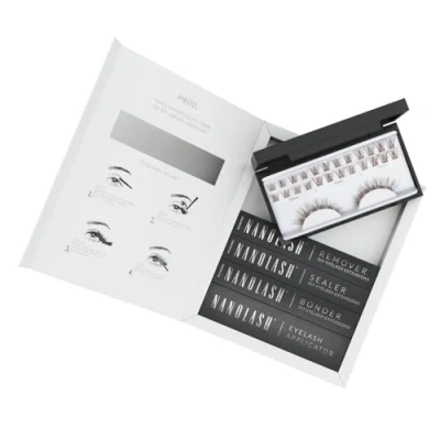 Bild av Startkit för DIY fransförlängning hemma Nanolash 36 Ögonfranskluster + bonder sealer remover applikator (Brun, CLASSY)