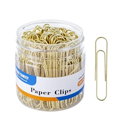 Bild av Stora pappersklipp, guldpappersklämmor, 5 cm (2 tum) pappersklämma, 100 st jumbo pappersklämmor (jumbo, guld)