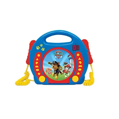 Bild av Lexibook PAW Patrol Helper on Four Paws Chase CD spelare med 2 integrerade mikrofoner, programmeringsfunktion, hörlursuttag, för barn, växelström eller batteri, blå/röd, extra