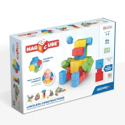 Bild av Geomag Magicube 1+ Fullfärg Magnetiska kuber för barn 4 färger 64 block 100% återvunnen plast