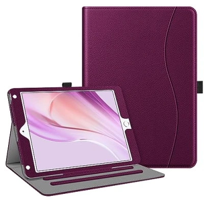 Bild av Fintie Fodral kompatibelt med iPad 6:e /5:e generationen/iPad Air 2/iPad 1, 9,7 tum hörnskydd flervinklat visande folio skydd ficka, automatisk uppvakning/sömn, lila