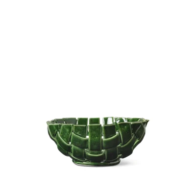 Bild av Ferm Living Plait Bowl Ø24 Skål för servering Emerald Green Ø: 24 x H: 10 cm