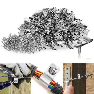 Bild av 200 st staket klämmor, rostfritt stål jordbruksstaket monteringsklämmor för träsvetsad tråd, metall eller vinylstaket