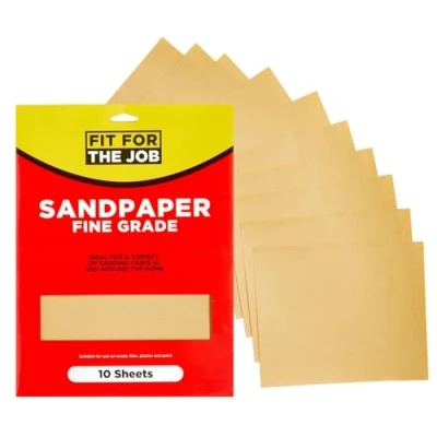 Bild av Fit for the Job 10 stora ark A4 storlek Finklassigt sandpapper för slipning av trä, möbler, metall, gips hemförbättring, dekoration och mer, 11x9 tum (230x280 mm) 11&quot; x 9&quot;