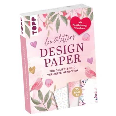 Bild av Design Paper Love Letters A6: 75 feste Motivpapiere A6 in 25 Designs. Mit Handlettering Grundkurs