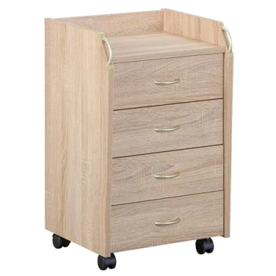 Bild av Inter Link Rullande skrivbord med 4 ldor Piedestal Mobilt frvaringsskp fr kontorsmaterial WxDxH: 40x36x65 cm Sonoma ek dekor Novi