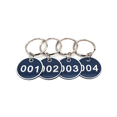 Bild av Set med nyckelbrickor i aluminiumlegering, metall, nummer ID taggar, nyckelring, numrerade nyckelringar, 50 stycken, blå, 1 till