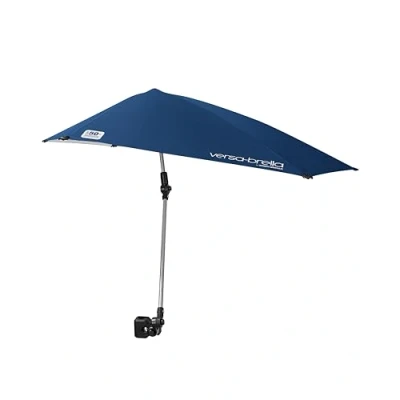 Bild av Versa Brella UPF 50+ personligt solskydd bärbart paraply för sport och utomhus säker klämma, 360 graders vridbar justerbar position maximalt kompakt med bärväska