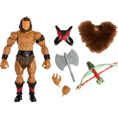 Bild av Masters of the Universe Masterverse actionfiguren Grizzlor Evil Horde, MOTU samlarobjekt med utbytbara delar, stridsvapen, HLB48