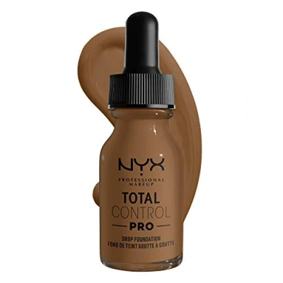 Bild av NYX Professional Makeup Total Control Pro Drop Foundation, flytande make up, individuell och byggbar opacitet, vegansk formel, True to Skin finish, 13 ml, färgton: Djup Sable