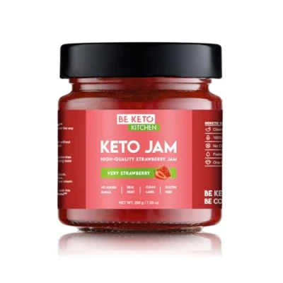 Bild av Be keto Jam Mycket jordgubbar 200 g vänlig sylt vegan, glutenfri, naturlig och helt sockerfri.