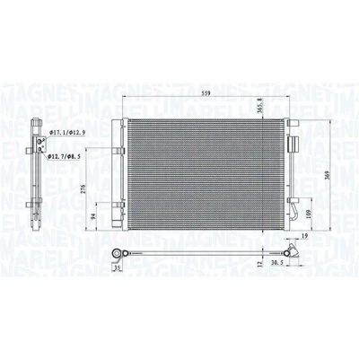 Bild av MAGNETI MARELLI 350203100800 Condenseur De Clim avec déshydrateur 539x365,8x12 365,8 539 12