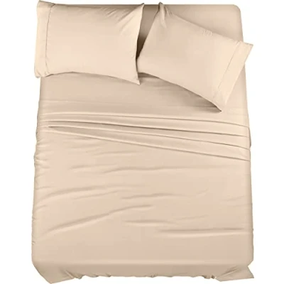 Bild av Utopia Bedding 4 st mikrofiber sänglakan set (beige, full)