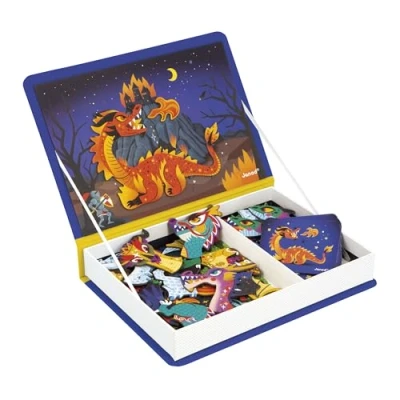 Bild av Janod Magnéti&#039;Book Dragons pedagogiskt magnetiskt spel 53 magneter + 10 modeller tecknad barnleksak FSC Utveckla skicklighet och fantasi 3 år J02527, J02527