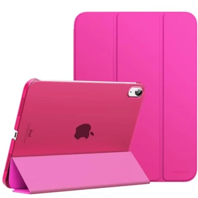 Bild av MoKo Case for iPad 10th Generation 2022, Slim Stand Hard PC Translucent Back Shell Smart Cover Gen 10.9 inch Support Touch ID, Auto Wake/Sleep, Oak Color, Pitaya Red