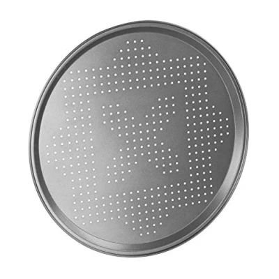 Bild av Chef Aid pizzapanna perforerad 32 cm diamatbricka för ugnsanvändning, non stick bakning, skarpare med jämn värmefördelning, grå