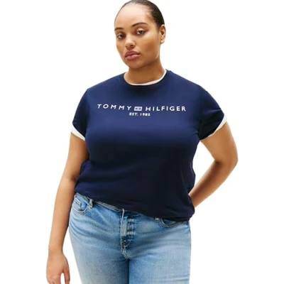 Bild av Tommy Hilfiger Curve LOGO Tshirt med print, Storlek: 46, Dark night navy