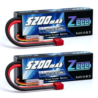 Bild av Zeee 2s lipobatteri 5 200 mAh 7,4 V 50C RC batteri, med Deans T kontakt, för Evader BX Auto Car Truck LKW lastbil hobby (2 paket)