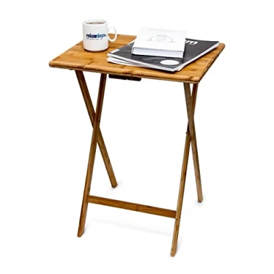 Bild av Relaxdays sidobord, soffbord, vardagsrumsbord, hopfällbart, bambu, ca 68 x 48 38,5 cm, natur