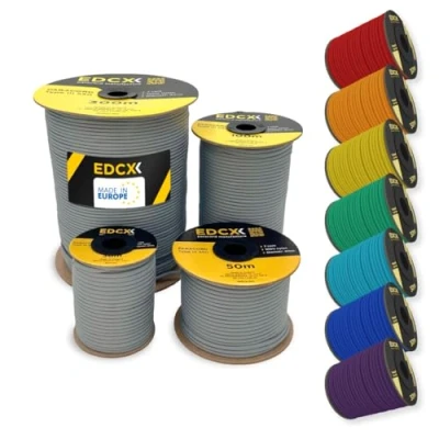 Bild av EDCX 4mm Nylon Paracord 550 30m (100 fot) Typ III, 100% nylonrep, 7 trådsrep, nylonrep i enfärgade färger (Dark Gray, 30 m)
