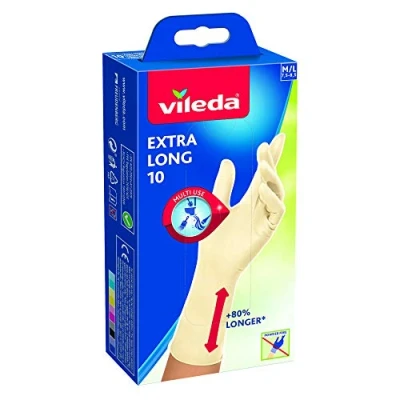 Bild av Vileda Extra Long 10 handskar, latex, storlek M/L