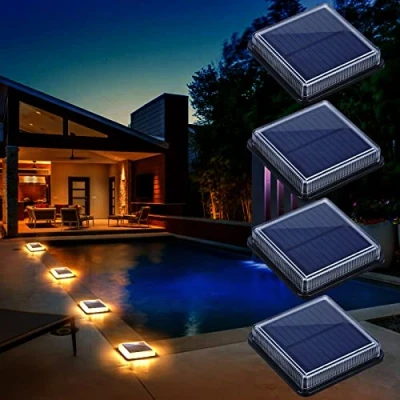 Bild av Lacasa Sollampor Utomhus, 4 Pack Solterrasslampor Soldrivna LED steglampor Varmvit 3000K, IP68 Vattentäta Solar Trädgårdslampor Landskap Vägbelysning Auto På/Av Lampor för Uteplats Däck Docka