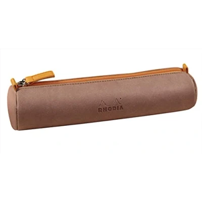 Bild av Rhodia ‎318992C rund pennfodral (21,5 x 5 cm, konstläder, elegant och praktisk, dragkedja greppplatta, perfekt för resor) 1 st, elfenben