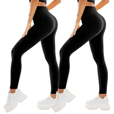 Bild av SINOPHANT Hög midja Leggings för kvinnor, Smörig Mjuk Elastisk Ogenomskinlig Tummy Control Leggings, Plus Size Workout Gym Yoga Stretchiga Byxor