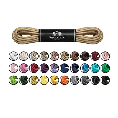 Bild av Mount Swiss Lyxiga skoband I vattenavvisande och slitstarka skosnören runda ø 23 mm av fin bomull/vaxad färg: beige, längd: 90 cm