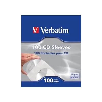Bild av Verbatim CD kuvert, låsbara pappersfodral för CD, 100 stycken, vit