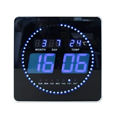 Bild av Unilux FLO LED Väggklocka, Metall, Svart, Blå, 28 x cm