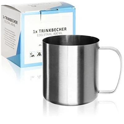 Bild av Robin Goods® dricksmugg i rostfritt stål silver högkvalitativ mugg campingmugg splitterfri och BPA fri (1 st silverfärgad)