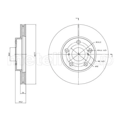 Bild av METELLI 23 1523C Disque de frein 277,0 26,0 5 62,0 ventilé peint TOYOTA: Auris portes, Break