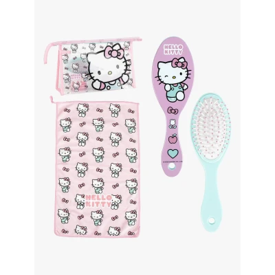 Bild av Hello Kitty necessär för resor, tillbehör med kam, handduk och väska Kitty, resor eller skola, ROSA, Transparent sminkväska dragkedja,