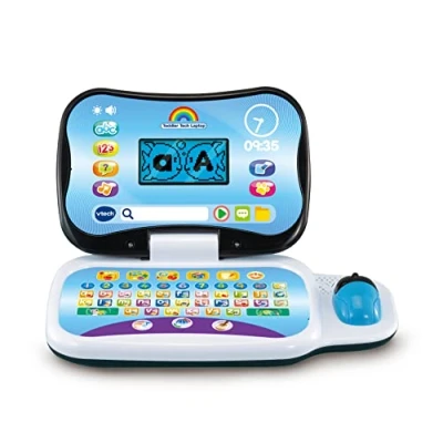 Bild av VTech Laptop Tech för barn, interaktiv pedagogisk datorleksak, 20 spel Lär dig alfabetet, bokstäver, former, siffror, musik och franska, barn i åldern 2, 3, 4 år, engelsk version, bll