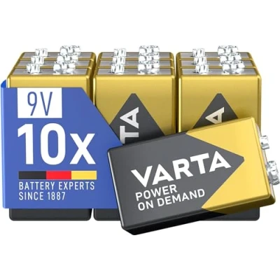 Bild av VARTA Batterier Block 9V, paket med 10, Power on Demand, Alkalisk, förvaringspaket, intelligent, flexibelt, effektivt, för rökdetektorer, branddetektorer