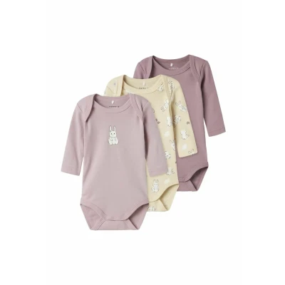 Bild av Namn it baby dam Nbfbody 3P Ls Summr Rabbit Noos, Summer Sand, numeric_56 (3 pack), Sommarsand,