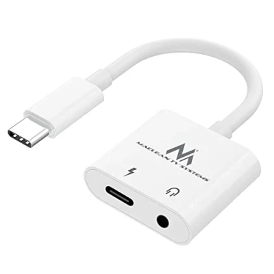 Bild av Maclean MCTV 848 2 i 1 USB Typ C Till 3,5 mm Jackadapter Och PD Laddningsadapter Adapter Hörlursuttag Kabel Minijack Kontakt Snabbladdning Kompatibel Med Samsung Huawei etc.