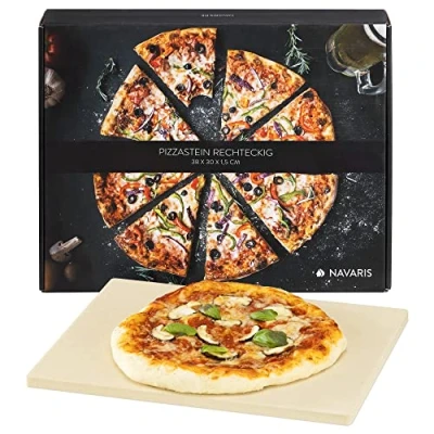 Bild av Navaris pizza sten XL för ugnsgrill gjord av kordierit ugn bröd bakning tarte flambée gasgrill vedkol spisplatta rektangulär 38x30cm