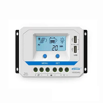Bild av EPEVER PWM laddningsregulator 30A, VS3024AU Charge Controller, 12 V/24 V bilarbete, 30 A, med LCD Dispaly USB port (VS3024AU), (30A, V)