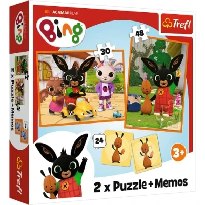Bild av Trefl Bing With Friends 3in1: 2x Pussel + Minnesspel, Med Sagokaraktärer, 30 och 48 Element, Olika Svårighetsgrad, 24 Anteckningar, Kul för Barn Från 3 År